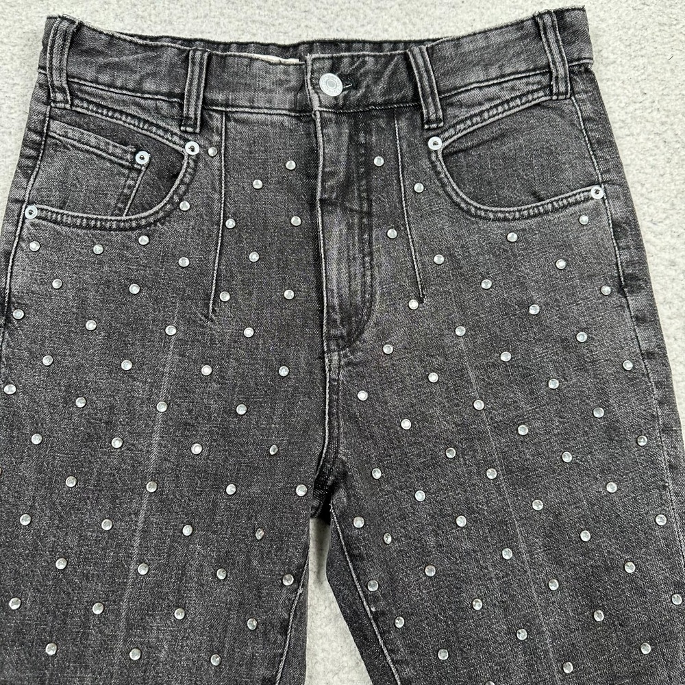 Pilcro High Rise Slim Fit Diamond Studded Black Ankle Jeans Sz 27 Anthropologie